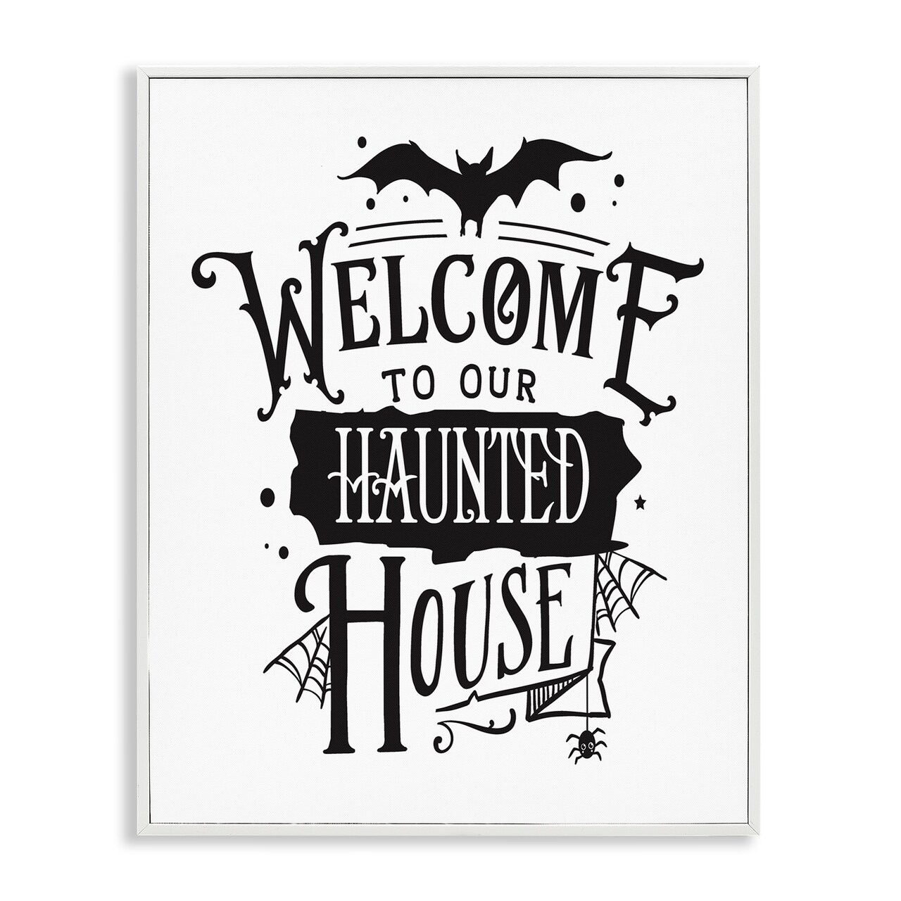 Welcome Haunted House Halloween Bat Spider Webs Framed Giclee Art